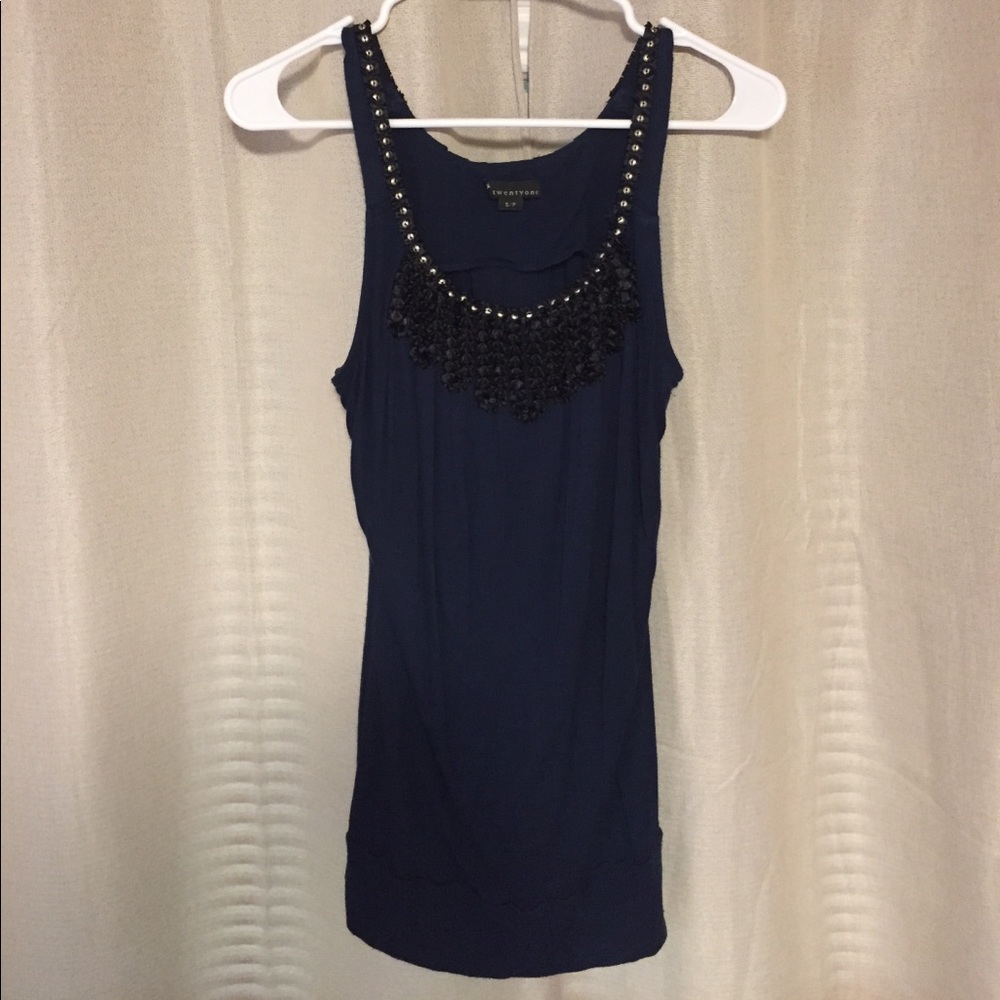 Embellished sleeveless top with band at waist