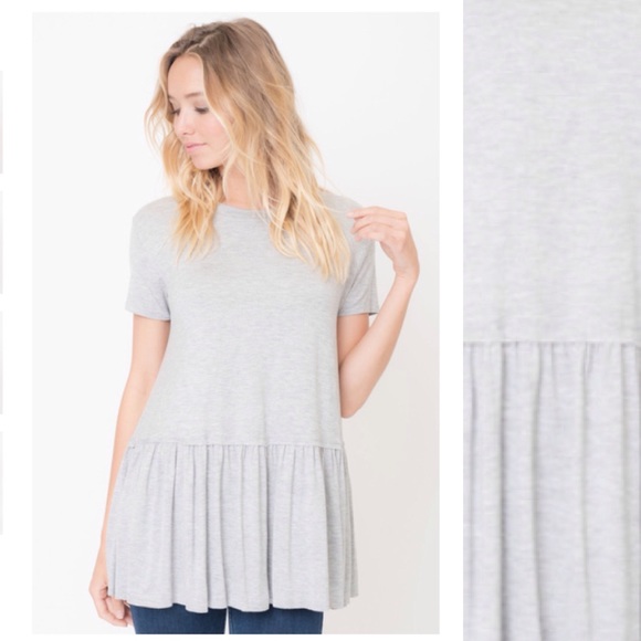 Caralase Tops - 🌾SALE🌾 Heather Gray Raw-Hem Tunic