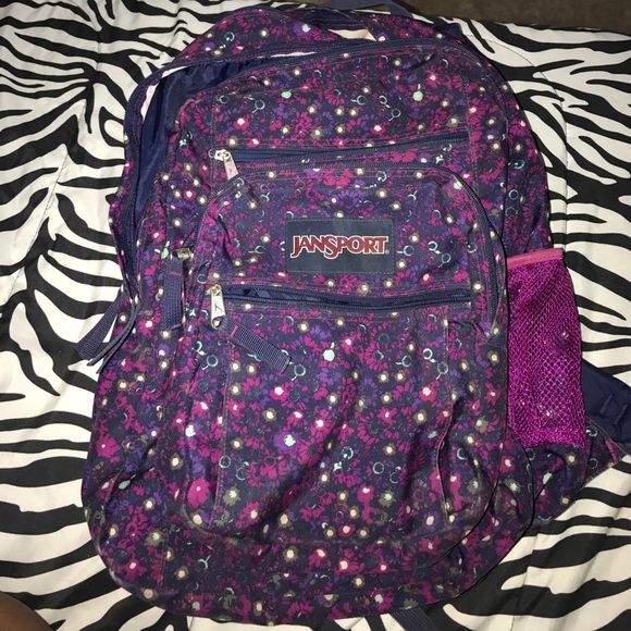 jansport navy blue floral backpack