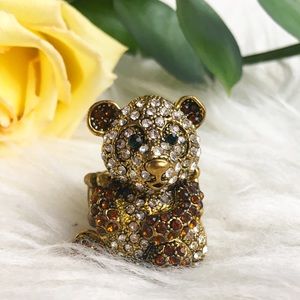 Cute panda bear statement ring stretches