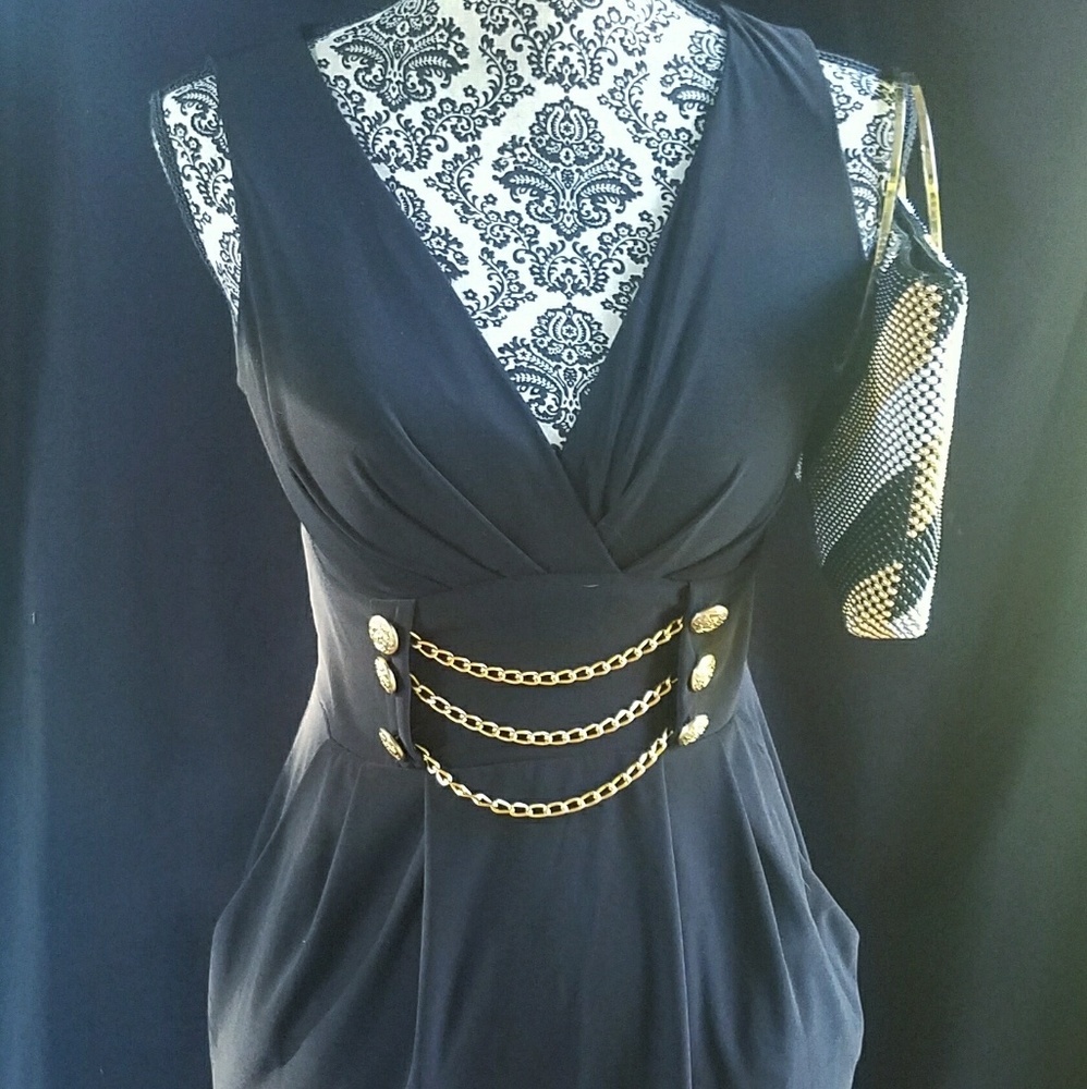 Bisou Bisou Black Nautical Mini Dress