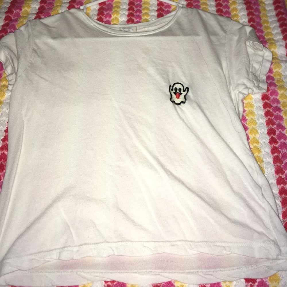 White Tee with ghost patch