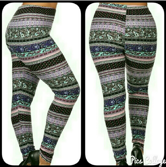 MOVING SALE! Horizontal Floral Leggings - Picture 4 of 5