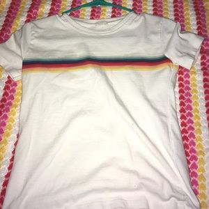 White Tee with rainbow across