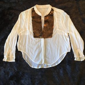 Free People gold sequined crop