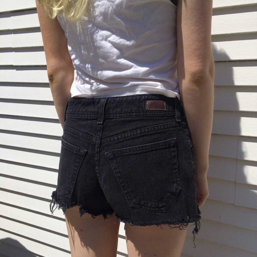 Cheeky high waisted distressed black denim shorts - Picture 3 of 3