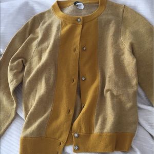Mustard J. Crew sweater with sparkly buttons