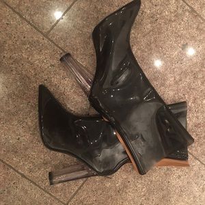 Public Desire -BRIELLA PERSPEX HEEL BOOTS IN BLACK