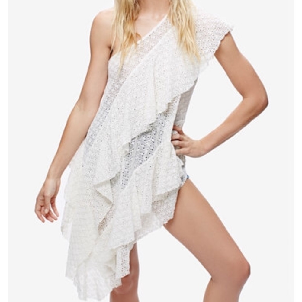 Free people Girl flounce knit tunic dress crochet