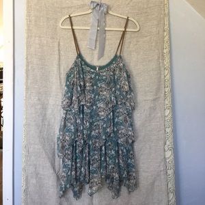 Free People Blue & White Ruffle Dress