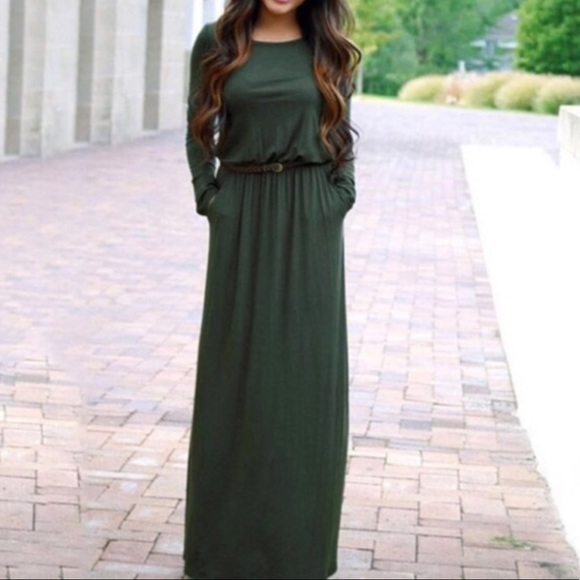Dresses & Skirts - LIQUIDATING!! Long Solid Tone Dress w/ Belt