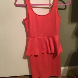 Peach cocktail peplum dress