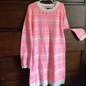 Girls pink and white knit sheath dress.
