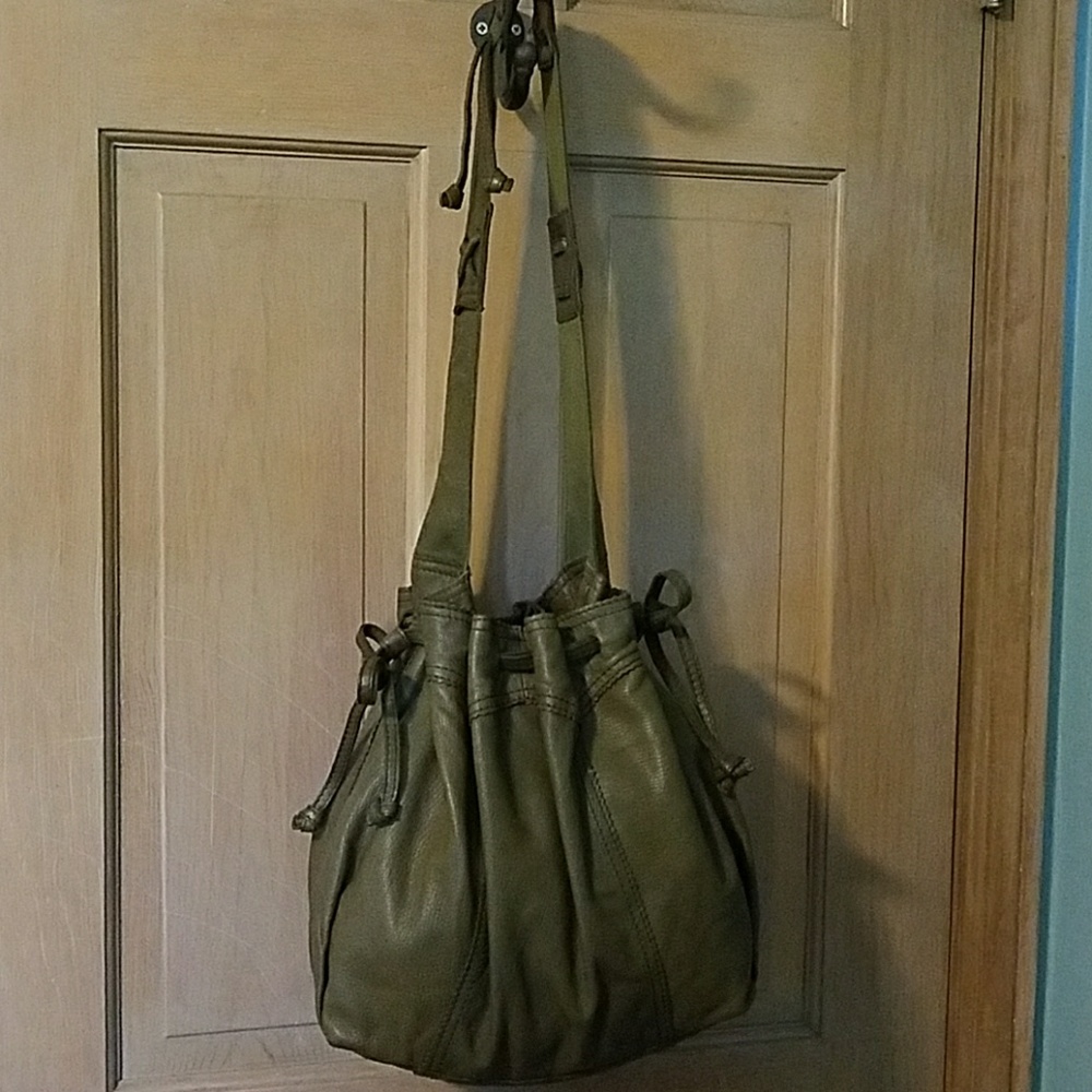 olive green leather purse lucky brand vintage