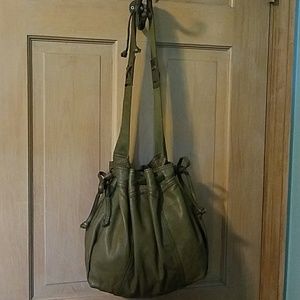 olive green leather purse lucky brand vintage