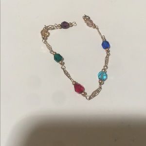 14 karat gold multicolor stone bracelet