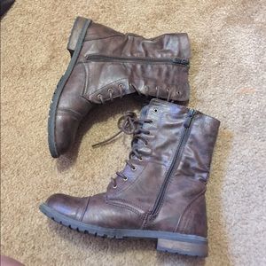 Brown combat boots