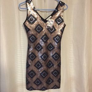 Geometric sequin dress black/gold/silver