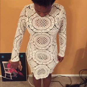 white longsleeve party dress