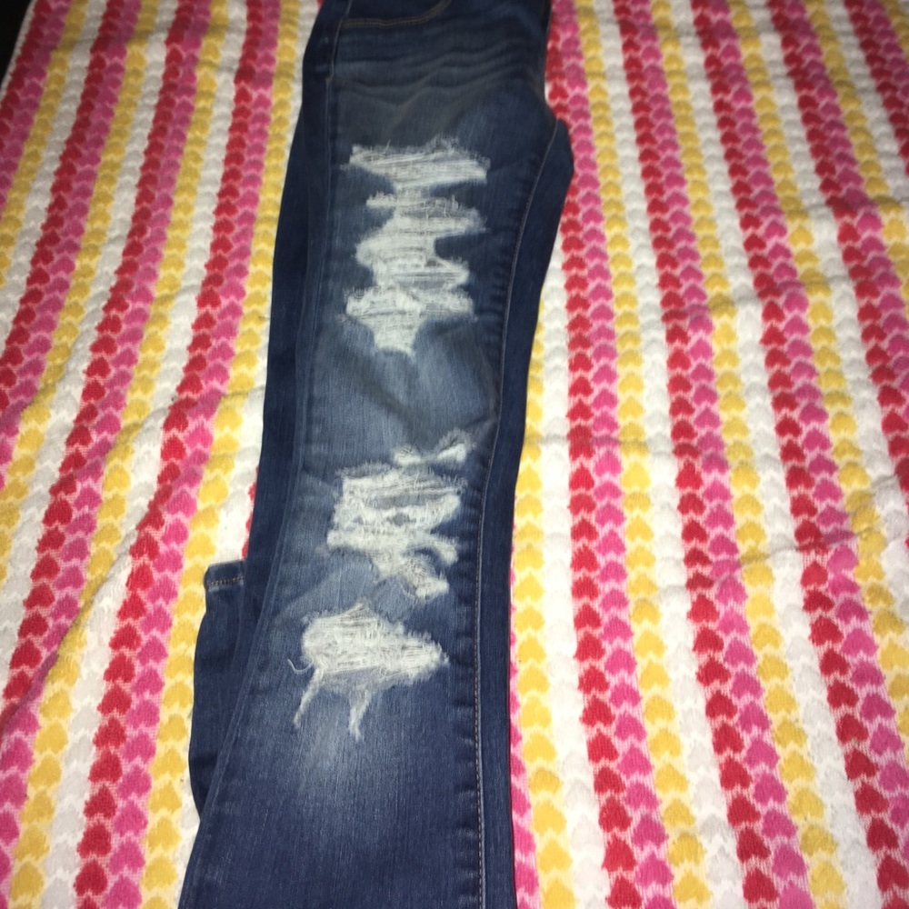 Blue ripped jeans