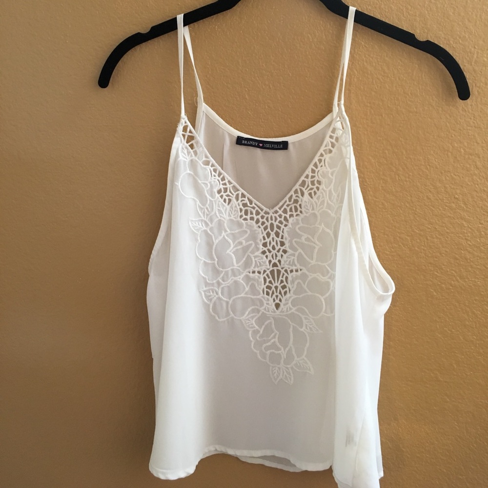 Brandy Melville Lace cami top white