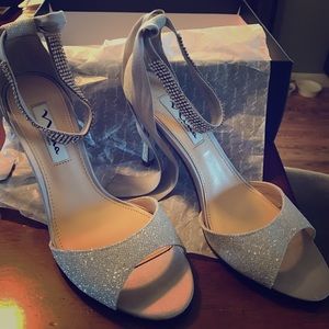 Open Toed Silver High Heels