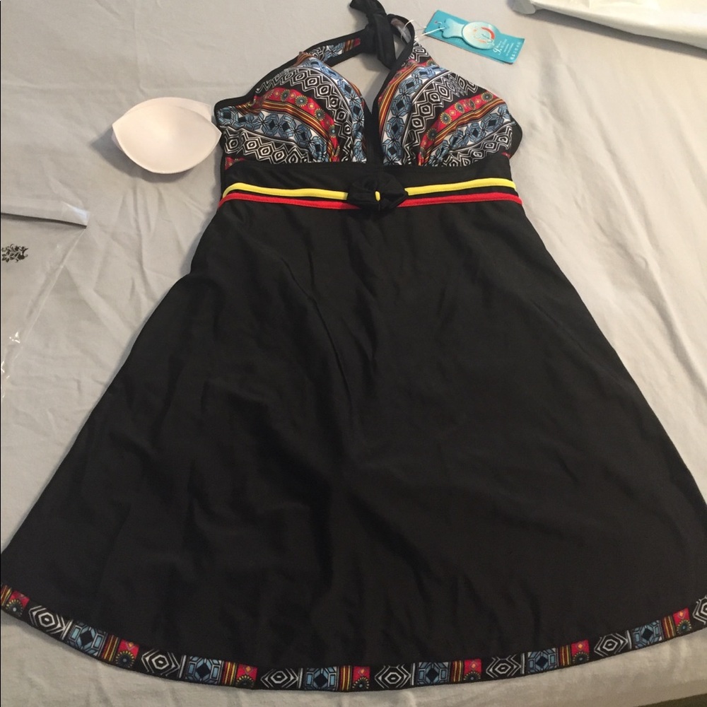 One piece swimsuit halter top