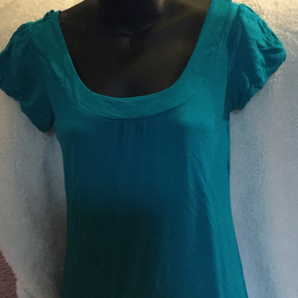 FOREVER 21 SHOET SLEEVE SHIRT. SZ SM, TEAL