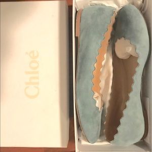Chloe Lauren ballet flat blue suede