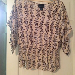 Cream and blue patterned top