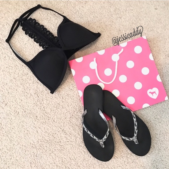 VS PINK Ruffle T-Back Swim Top - Picture 1 of 8