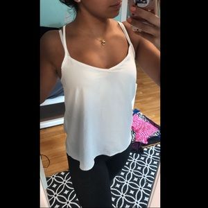 Hollister White Flowy Tank with Crossed Straps