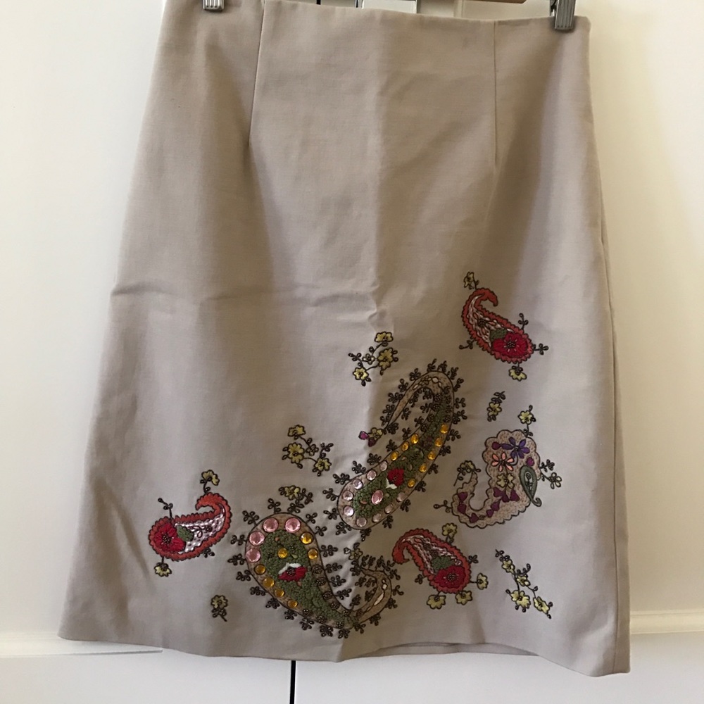 Dana Buchman khaki paisley pencil skirt boho