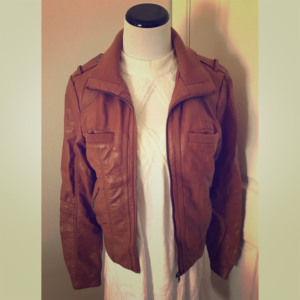 Brown Faux Leather Jacket