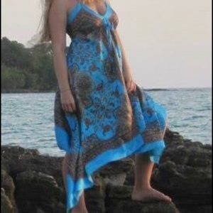 Blue Handkerchief halter dress