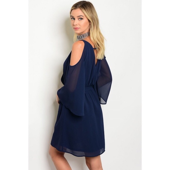 💎HP💎New cold shoulder blue dress. - Picture 2 of 2
