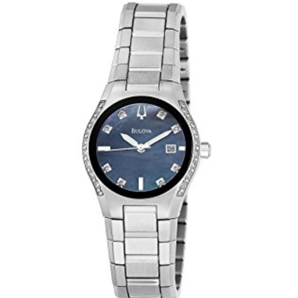 Bulova Womens 24 Diamond Blk Mother Of Pearl