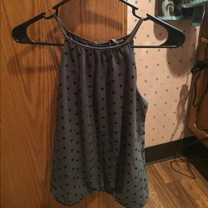 Olive green w/ black polka dot tank/blouse