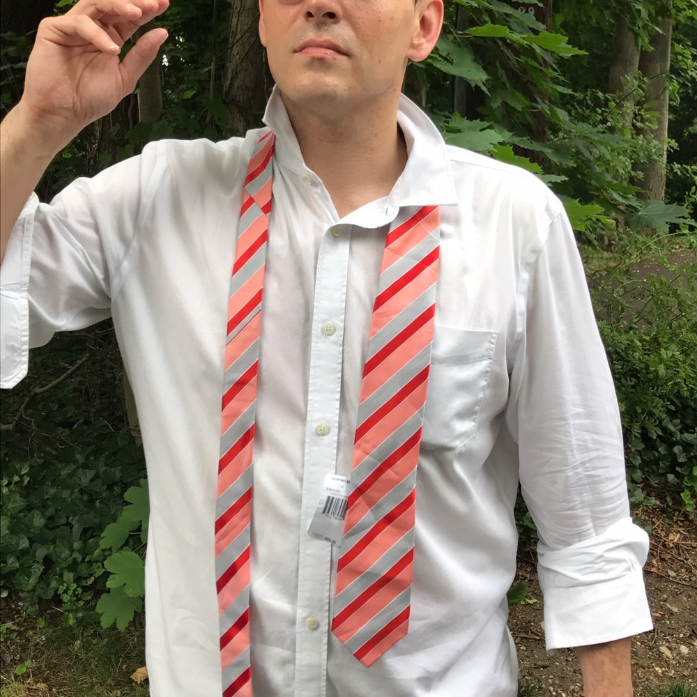 100% silk red striped tie by Geoffrey Beene