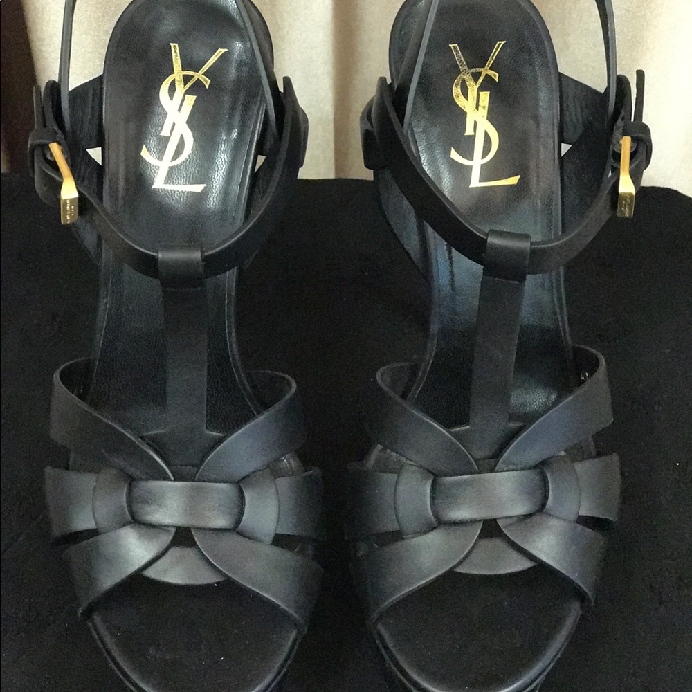 💯24 hr. SALE Ysl black open toe mint condition