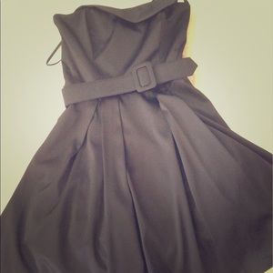 Classy satin black strapless dress from WHBM