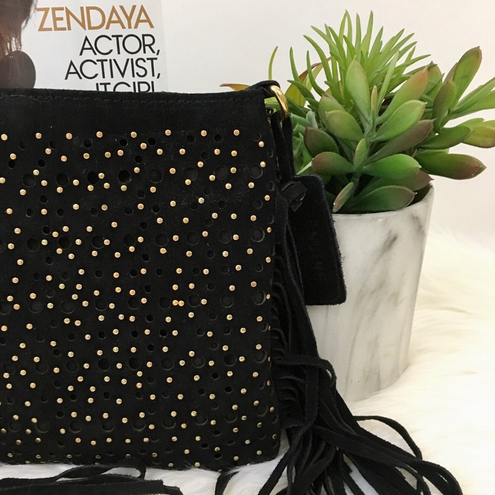 Mossimo • Black Suede Fringed Crossbody Bag - Picture 2 of 4