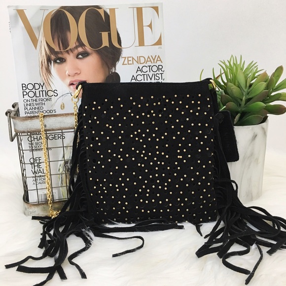 Mossimo Supply Co. Handbags - Mossimo • Black Suede Fringed Crossbody Bag