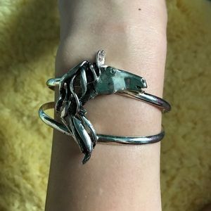 Silver Horse Cuff Bracelet