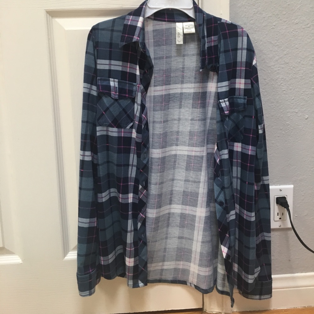 Purple, blue, and white flannel