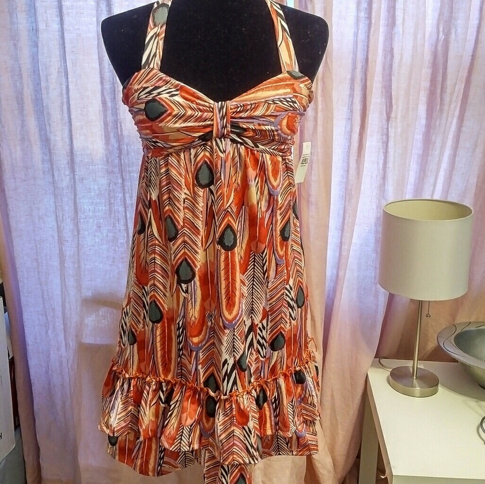 BNWT JOHNNY MARTIN MULTI-COLOR HALTER DRESS