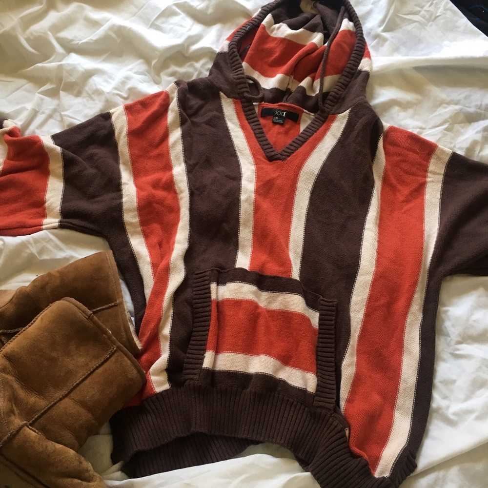 Forever 21 Striped Pancho