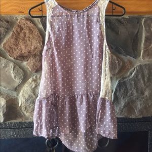 Purple and lace polka dot tank
