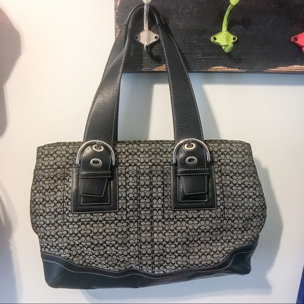 Black Leather Coach Tote