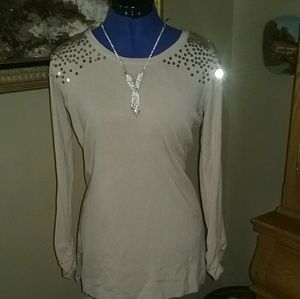 Tan sweater white sequins